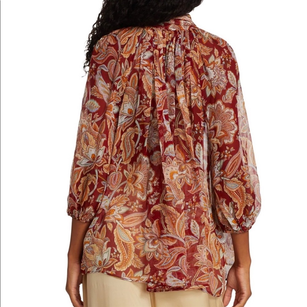 Zimmermann 100% Silk Ladybeetle Paisley Floral Tie-neck Blouse - Picture 5 of 7